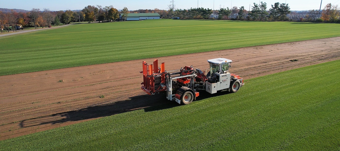 Sod Growing Field with Harvester